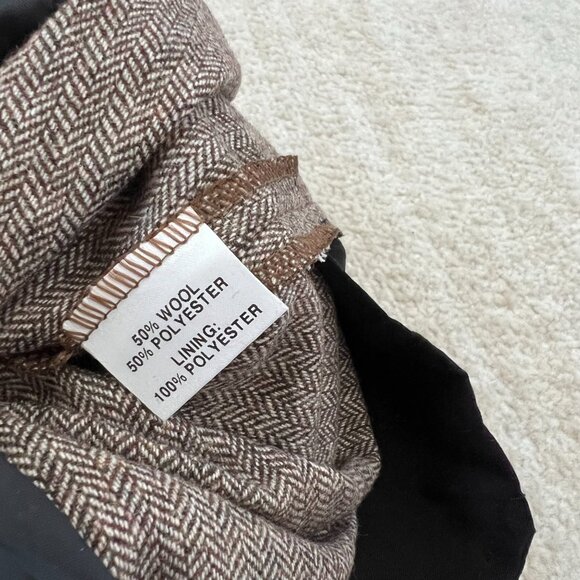 House of Foxy Wool Herringbone Wide Leg Pleated Trousers Pants UK 10 US 6 - Picture 10 of 11